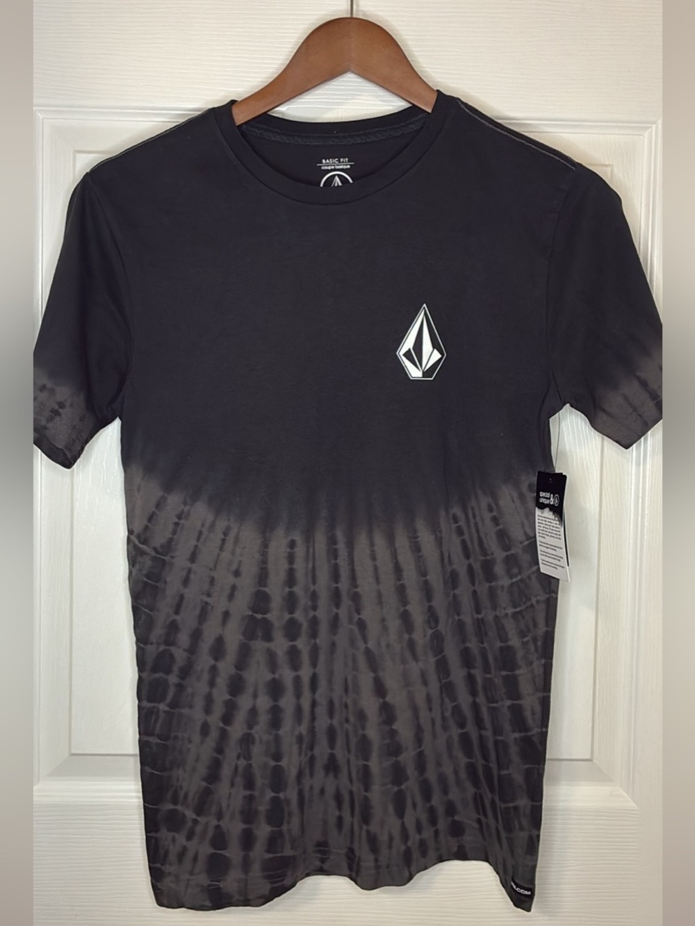 Volcom Black Ombre Tie-Dye Logo Crew Tee